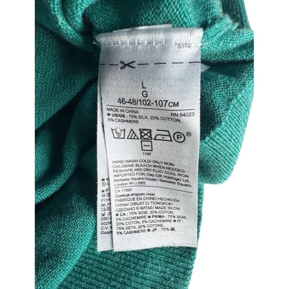 Banana Republic Luxury Blend Women's Sz L Green V-Neck Sweater Silk Cashmere - Picture 5 of 8